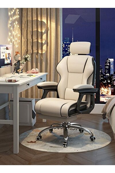 Arabest White Ergonomic Gaming Sofa Office Chair,Height-Adjustable Backrest D...