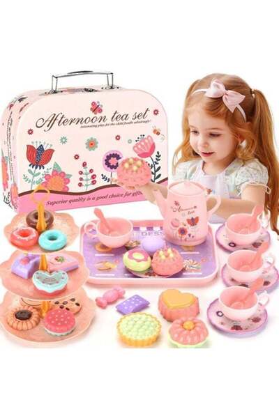 Arabest Kids Plastic Tea Party Set,Princess Pretend Play Kitchen Toy with Car...
