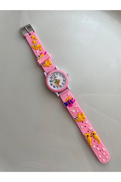 Anetta Jewelry Çocuk pembe 3D balık desenli silikon kordonlu analog kol saati