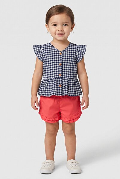Penelope Mack Toddlers Girl 2 Pcs Plaid Top And Shorts Set, Multicolor