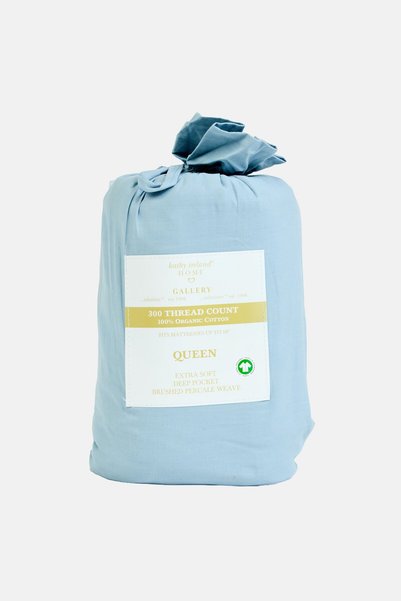 Kathy Ireland 300 Thread Count Organic 4 Pieces Sheet Set, Sky Blue