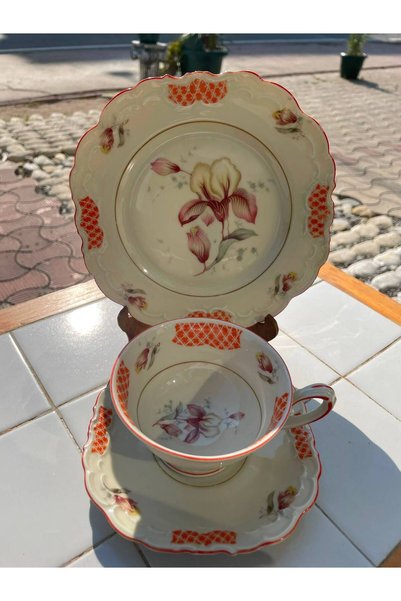 Dedemin Antikaları Antika Schwarzenhammer Bavaria Porselen Çay/Kahve Trio Set...
