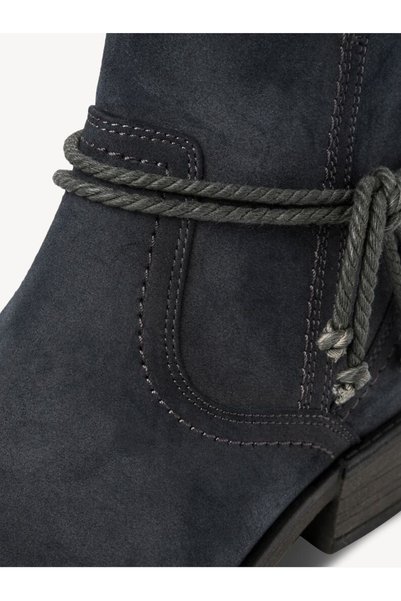 Tamaris Ghete de dama din piele intoarsa ecologica cu snur decorativ, Navy Blue,