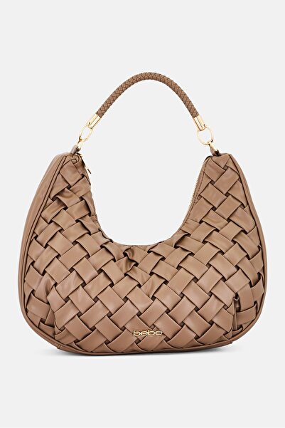 Bebe Women Brand Logo Shoulder Bag, Light Brown