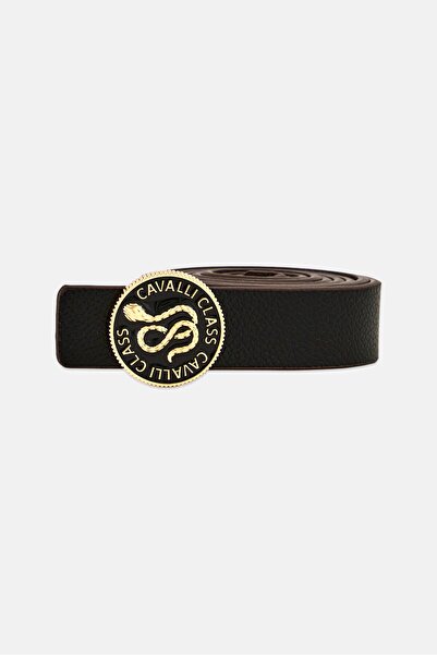 Cavalli Class Women Brand Logo Reversible Leather Belt, Brown