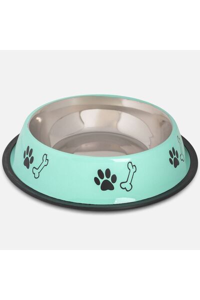OEM Mint Green Patterned Stainless Steel Dog Bowl 1.5L