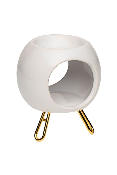 OEM Suport pentru Ulei Parfumat Ceramic Alb cu Picioruse Aurii Ø8.5x11cm