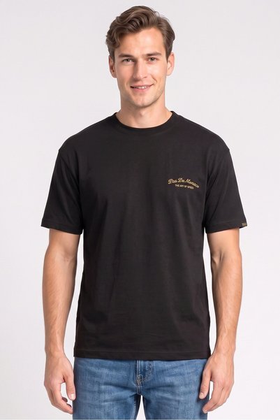 Pas De Monaco Men Crew Neck Short Sleeve Embroidered Logo T-Shirt, Black
