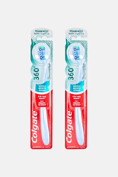 Colgate 2 Pcs 360 Whole Mouth Clean Toothbrush, Assorted