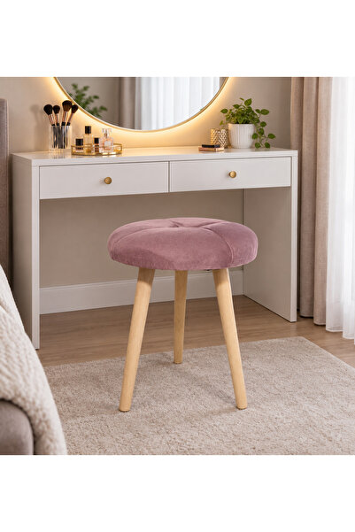 MervishDecor Ahşap Ayak Dekoratif Puf Tabure Bench Koltuk Sandalye