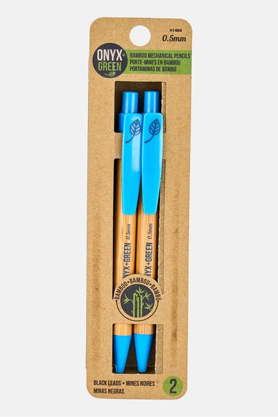 onyx + green 2 Pcs Bamboo Mechanical Pencil Set, Multicolor