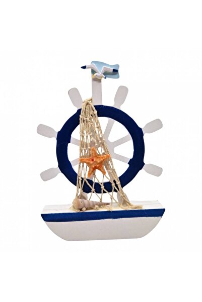 OEM Decorațiune nautică din lemn - Cârmă pe suport de barcă, 21 cm