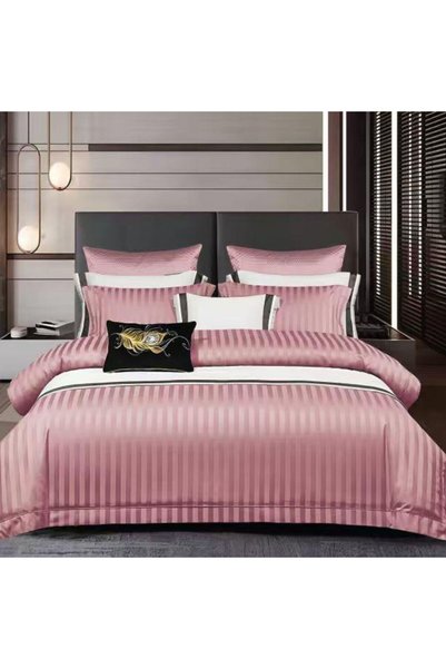 Generic Brand Damask Finet Striped Duvet Cover Set , 6 Pieces, Stretchy Sheet...