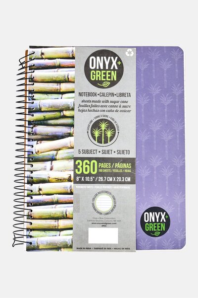 onyx + green Sugar Cane Notebook, Multicolor