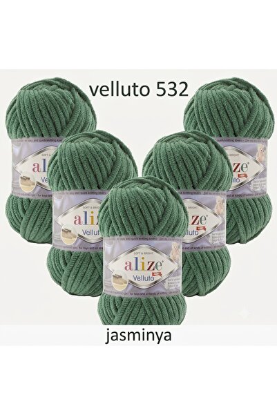 Alize 5 Pieces Velluto Velvet Hand Knitting Yarn 532 Green