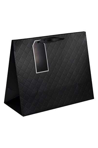 OEM Sacosa din Hartie pentru Cadou Neagra Croco 32x14x26.5cm