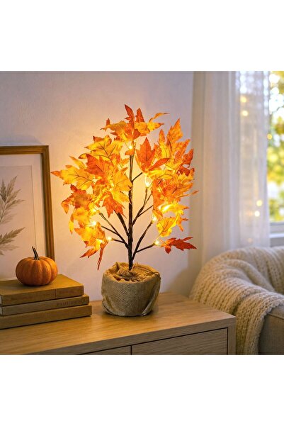 OEM Ghiveci Decorativ de Toamna cu Frunze & LED 45cm