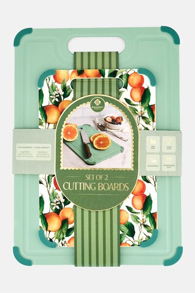 Gourmet 2 Piece Reversible Cutting Boards, Multicolor