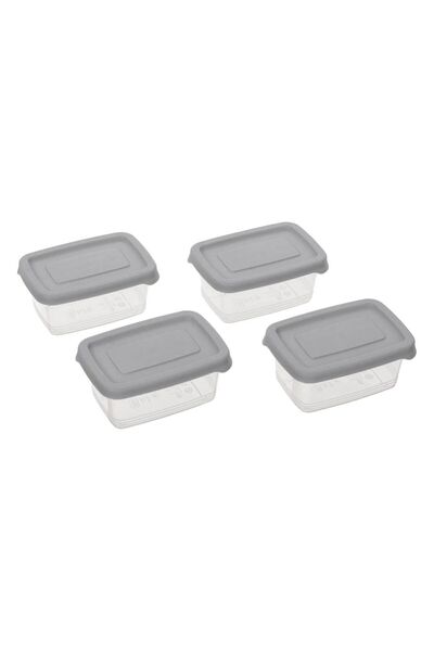 OEM Transparent Plastic Casseroles with Gray Lid 120ml - 4pcs
