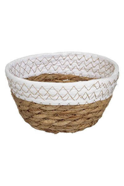 OEM Cos de Depozitare Bej Maro din Material cu Manere Ø15x7.5cm