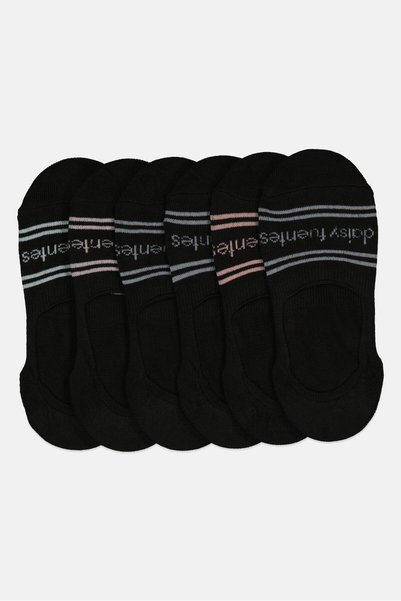 Daisy Fuentes Women 6 Pairs Brand Logo Socks, Black
