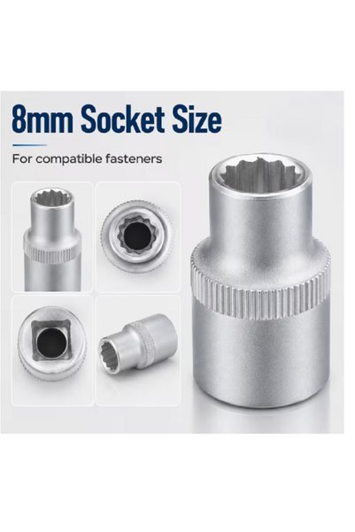 Generic Brand 8mm 12 Point Small Socket Wrench, 1/2 Inch Square Drive Chrome ...