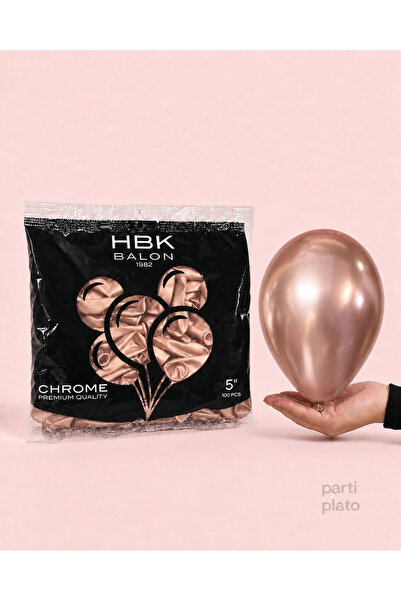 HBK Balon 5 Inch Chrome Rose Gold Balloon 100Pcs, Shiny Mini Latex Balloon, B...