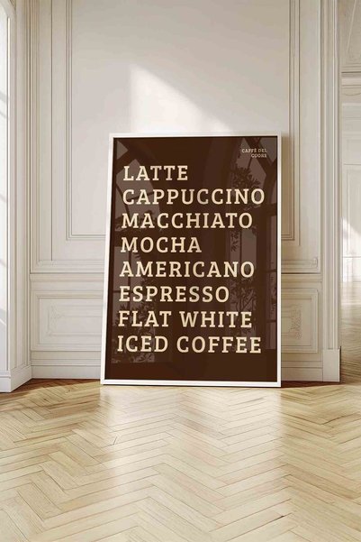 Buka Shops Kahve Menüsü Tablosu Latte Cappuccino Espresso Tipografi Kahvereng...