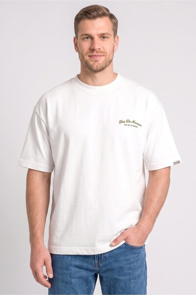 Pas De Monaco Men Crew Neck Short Sleeve Embroidered Logo T-Shirt, White