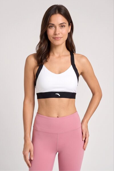 Anta Women Brand Logo Padded Sports Bra, White