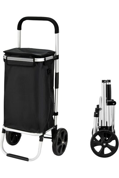 Lawazim Picnic Trolley Bag - 55L Black- Foldable Shopping Cart with Insulated...