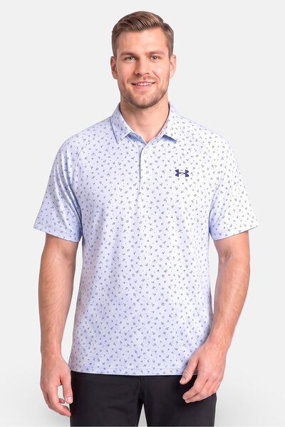 Under Armour Men Loose Fit Short Sleeve Golf Polo Shirt, Light Blue