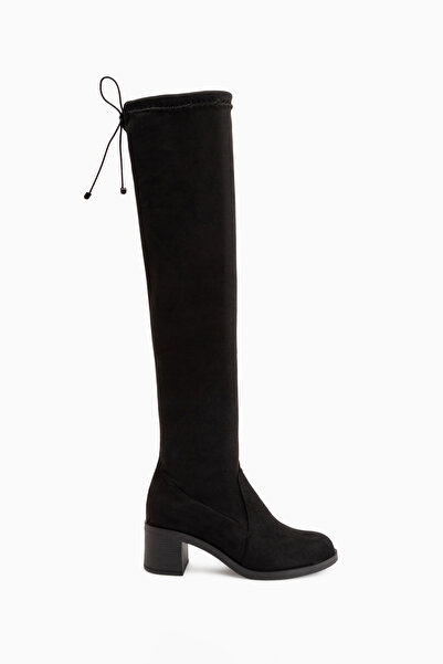 Limoya Roxie Black Suede Stretch Long Women's Boots