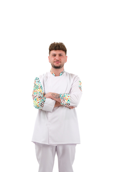 Erkek Aşçı Ceketi(İSİM SOYİSİM HEDİYELİ) Desenli Unisex Çıtçıtlı Uzun Kollu Chef Aşçı Mutfak