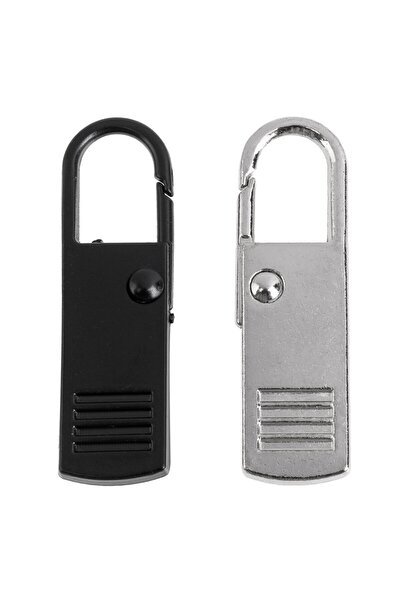 OEM Silver Black Zipper Puller Spares - 2pcs