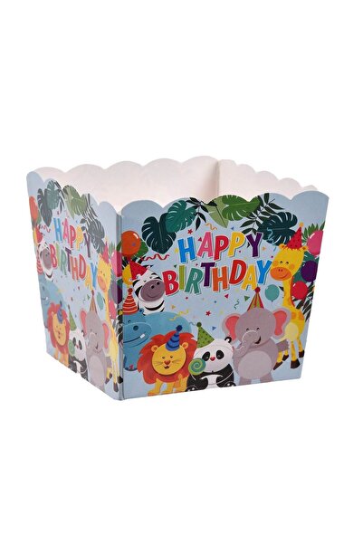 OEM Animal Party Snack Boxes "Happy Birthday" 8x7x7cm - 6pcs