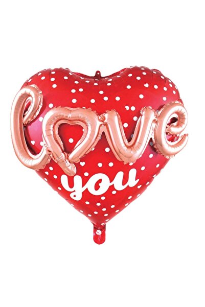 OEM Baloane de Petrecere Inimi Rosii 3D cu Mesaje de Sf. Valentin 52x48cm - 2buc