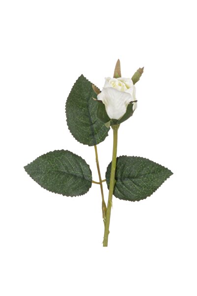 OEM Floare Artificiala Trandafir cu Boboc Alb 21cm