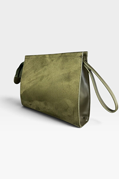 Kadın Süet Portföy Çanta Fermuarlı Bilek Askılı Kadın El Çantası Clutch