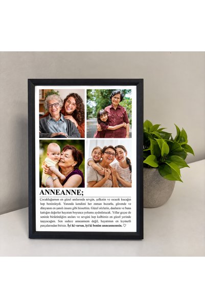 Zemora Jewelry Kişiye Özel Anneanne Yazılı Çerçeve Tasarımı, Doğum Günü Hediyesi