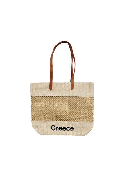 OEM Ψάθινη Τσάντα Θαλάσσης Greece - Straw Beach Tote Bag