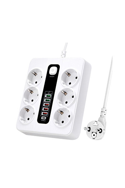 Tradesor Πολύπριζο 6 θέσεων με διακόπτη & θύρες USB - KOS-27018EU - 270181