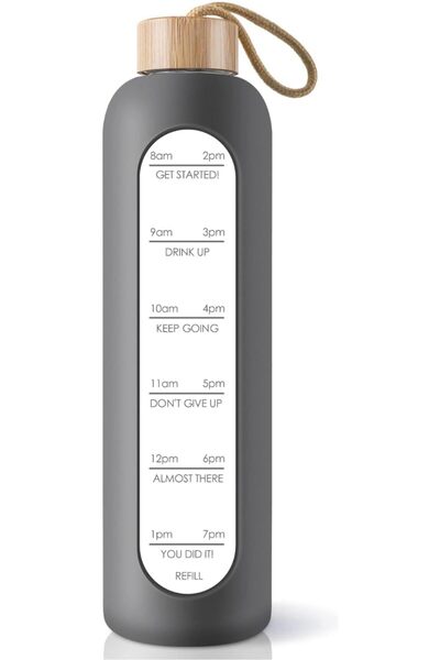 X SPRING Borosilicate Glass Water Bottle, 1000ML Leak Proof Reusable BPA Free...