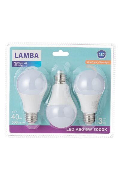 OEM Becuri LED E27 6W (A60) 3 bucăți - Lumină Albă Caldă