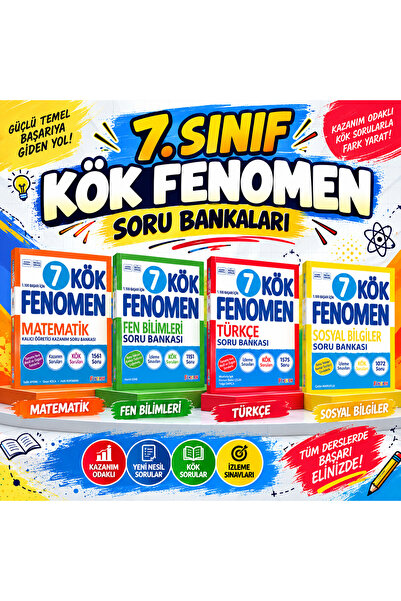 Fenomen Yayıncılık Fenomen 7. Sınıf Kök Soru Bankası Seti: Matematik, Fen Bil...