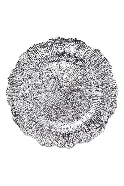 OEM Round Plastic Decorative Christmas Plate Silver Relief Pattern Ø32.5cm