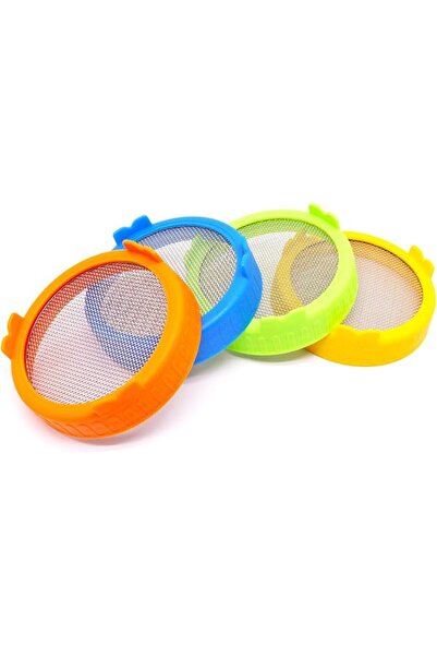 SYOSI 4 Pack Wide Mouth Sprouting Lids for Mason Jars, 86mm Stainless Steel M...