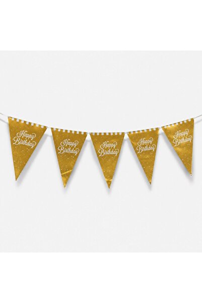 OEM Stegulete Party Metalizate Aurii "Happy Birthday" 3,6m - 10buc
