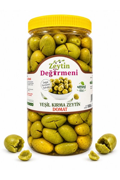 ZEYTİN DEĞİRMENİ DOMAT KIRMA YEŞİL ZEYTİN 1600 gr.
