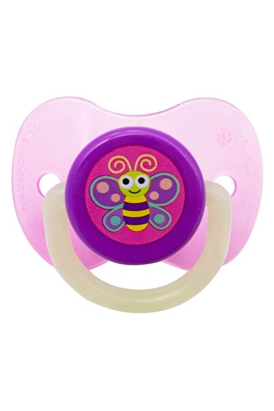 OEM Suzeta din Silicon Fosforescentă Mov Fluture cu Cutie 6-36 Luni - Honey Baby